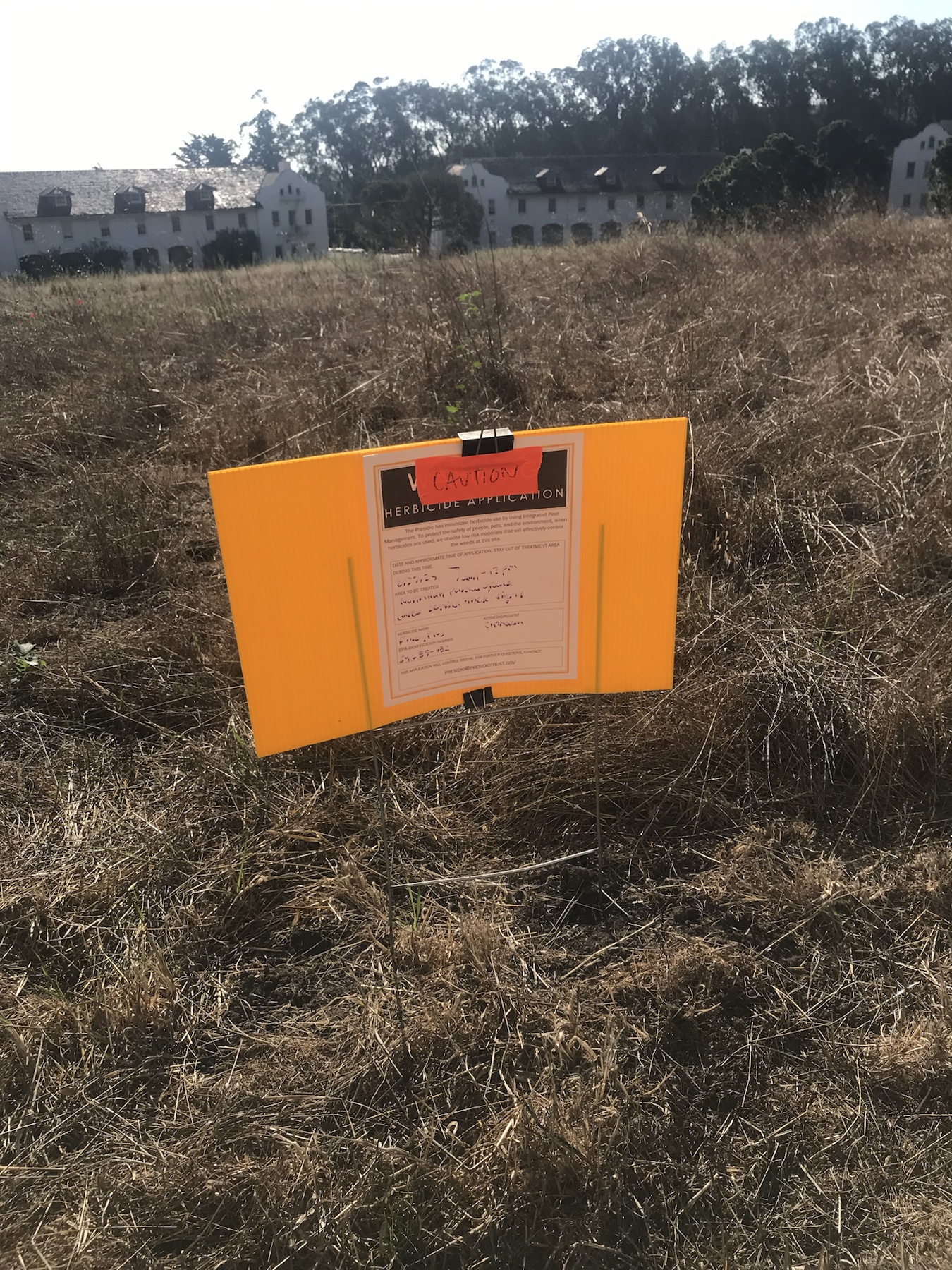 Additional herbicide application sign posted in the North Half Parade Ground treatment area